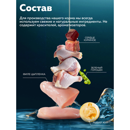 Корм влажный Зоогурман HOLISTIC Цыпленок с горошком и шпинатом, 350 г х 12 шт