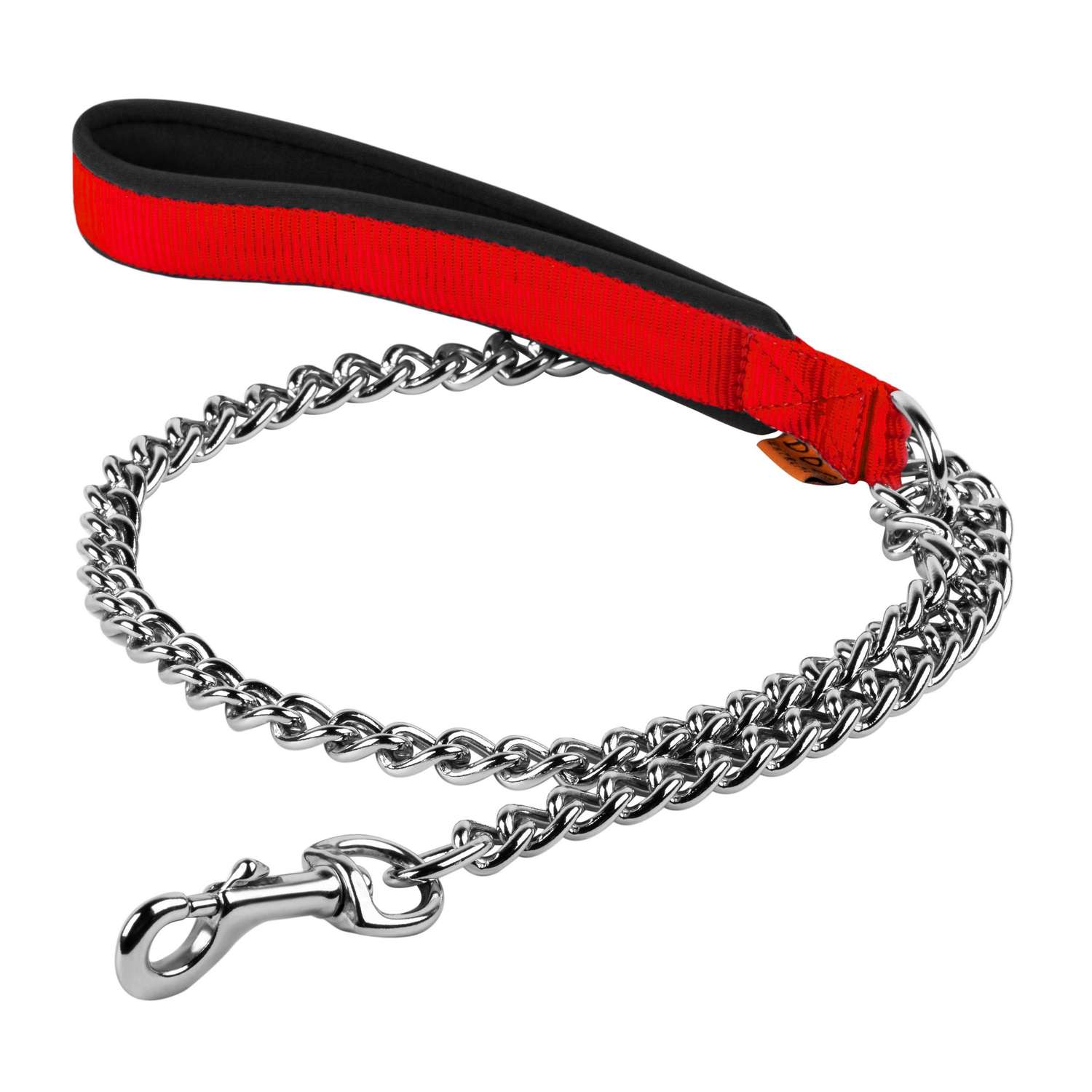 Поводок-цепь для собак Dog Extreme средних пород с ручкой Красный 43063 - фото 1