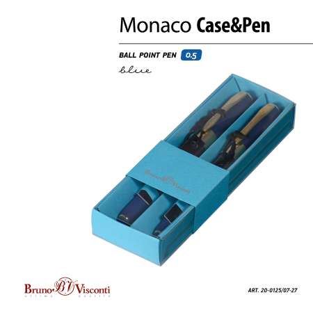 Набор из 2-х шариковых ручек Bruno Visconti Monaco темно-синий корпус голубая коробка