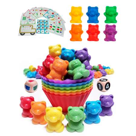 Сортер по цветам BeeZee Toys Корзиночки с мишками и мисочками с пинцетом