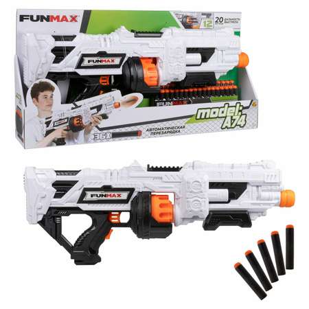 Бластер с мягкими пулями FunMax 1TOY Детское игрушечное оружие пистолет для мальчиков барабан на 12 выстрелов 36 нарядов