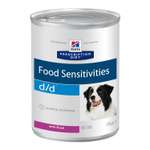 Корм для собак HILLS 370г Prescription Diet d/d Food Sensitivities для кожи при аллергии и заболеваниях кожи с уткой консервированный