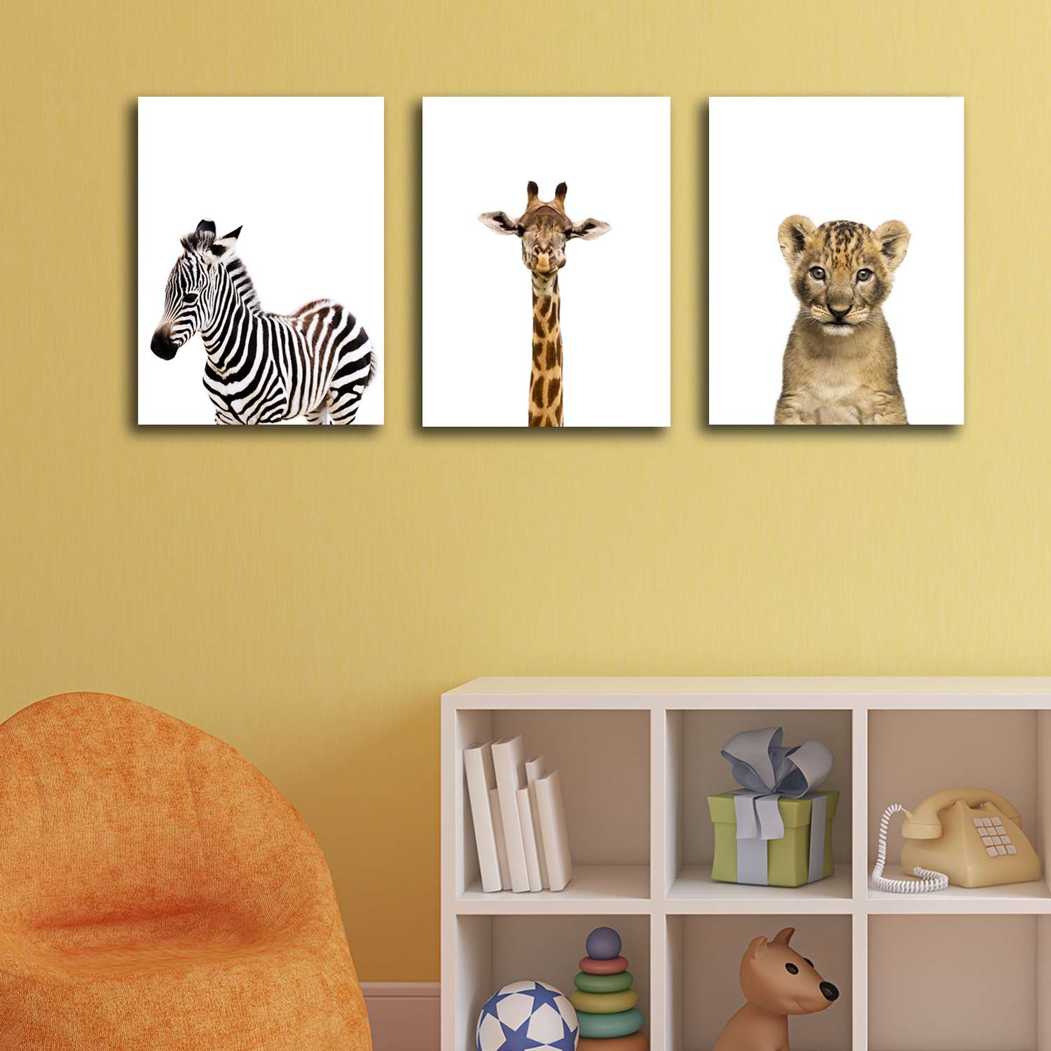 Комплект картин на холсте LOFTime Жираф зебра львенок 30*40 - фото 2