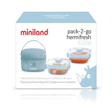 Термосумка Miniland Pack 2 Go HermifFresh с двумя контейнерами голубая