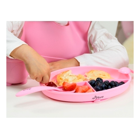 Тарелка силиконовая Miyoumi секционная на присоске Baby pink