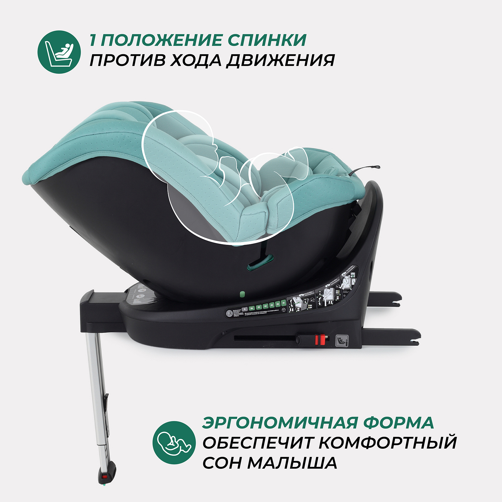 Автокресло MOWbaby STAGE Green Isofix 0+/1/2/3 (0-36 кг) - фото 9