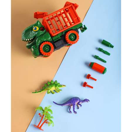Машинка-конструктор Limei Динозавр инерционный с фигурками