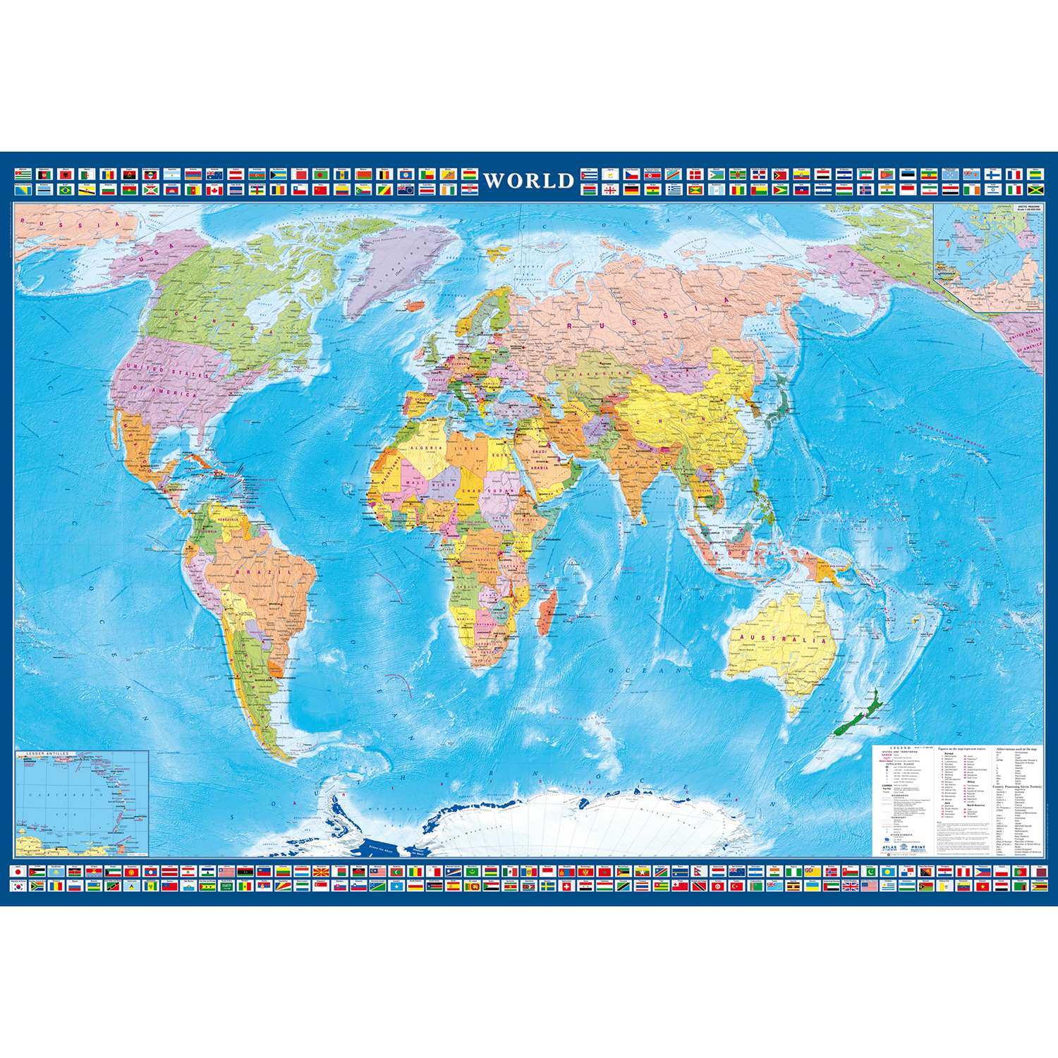 Карта настенная Атлас Принт World 1.43x1.02 м - фото 1