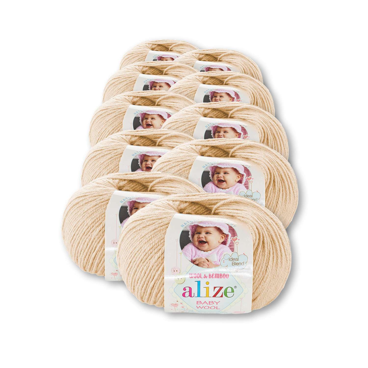 Пряжа для вязания Alize baby wool бамбук шерсть акрил мягкая 50 гр 175 м 310 медовый 10 мотков - фото 2