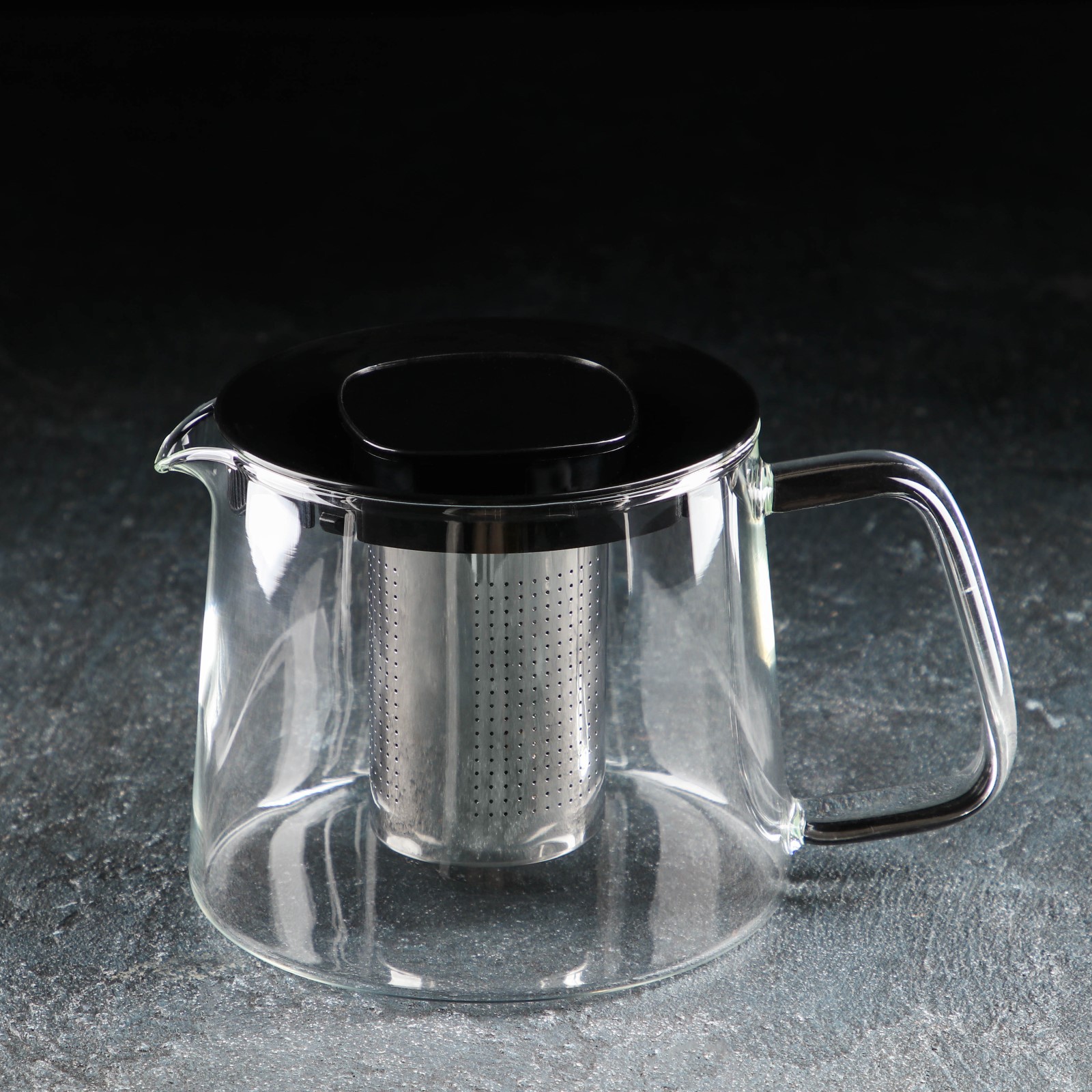 Чайник Sima-Land стеклянный заварочный «Локи» 1 4 л с металлическим ситом цвет чёрный - фото 1