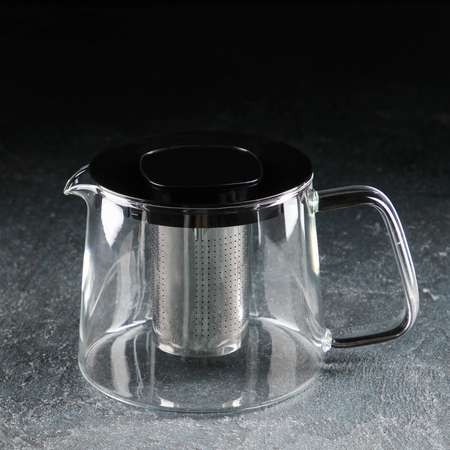 Чайник Sima-Land стеклянный заварочный «Локи» 1.4 л с металлическим ситом цвет чёрный