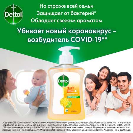 Мыло для рук Dettol антибактериальное Бодрящая свежесть с экстрактом грейпфрута 250 мл