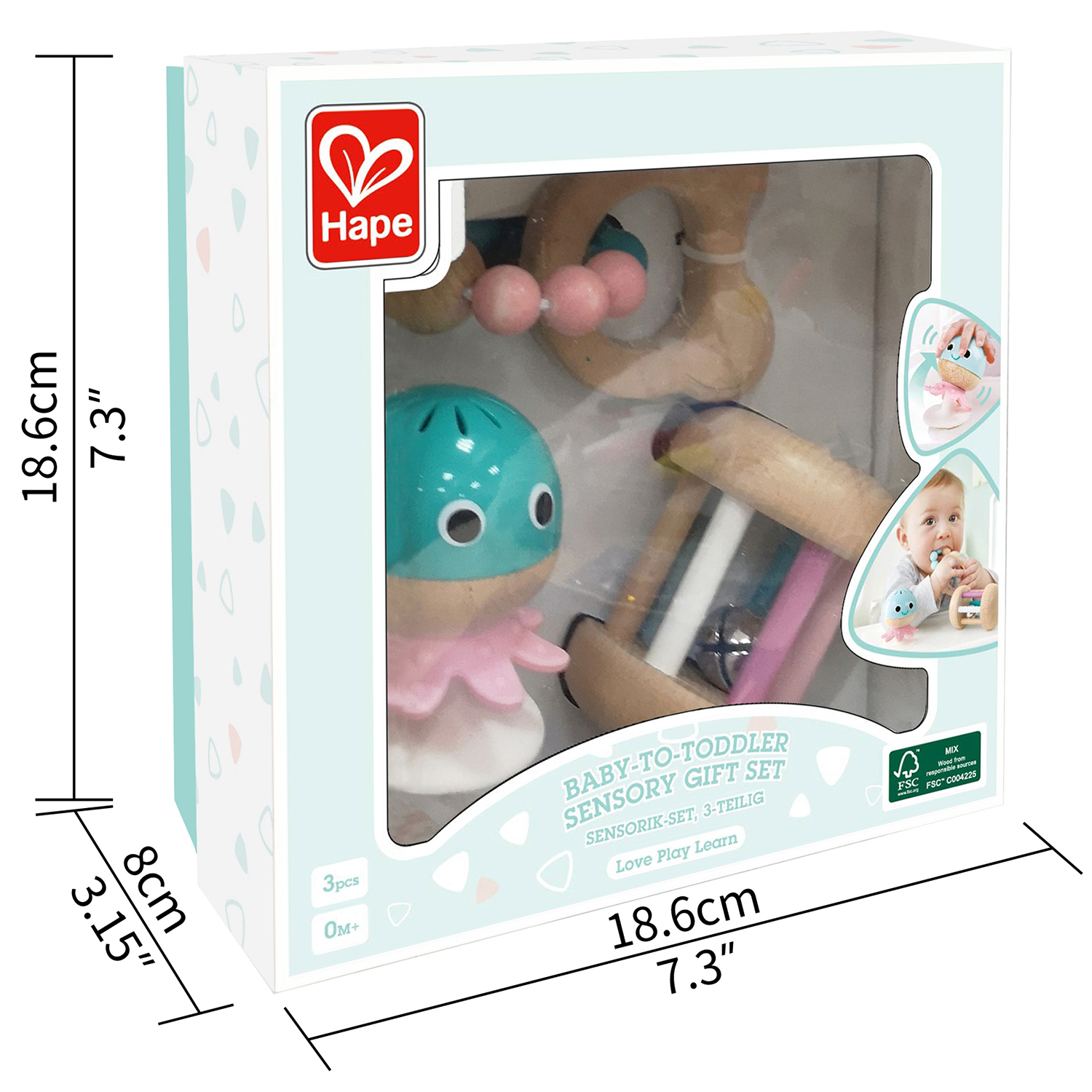 Набор погремушек Hape Сенсорные 3предмета E0106_HP - фото 4