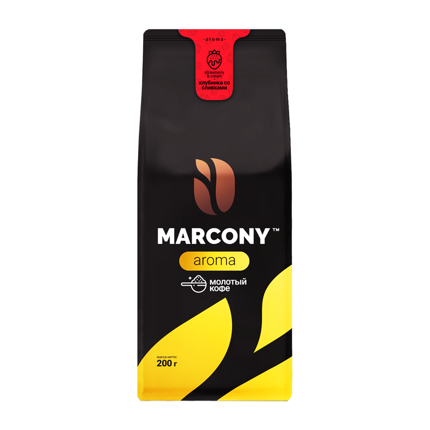 Кофе молотый Marcony Aroma со вкусом Клубники со сливками 200г - фото 1