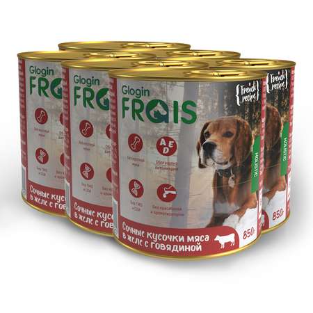 Консервированный корм Frais Frais Holistic Dog для собак кусочки мяса в желе с говядиной 850 г х 6 шт