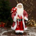 Дед мороз Зимнее волшебство «В колпачке и шубе ромбик с фонариком и подарками» 23х45 см