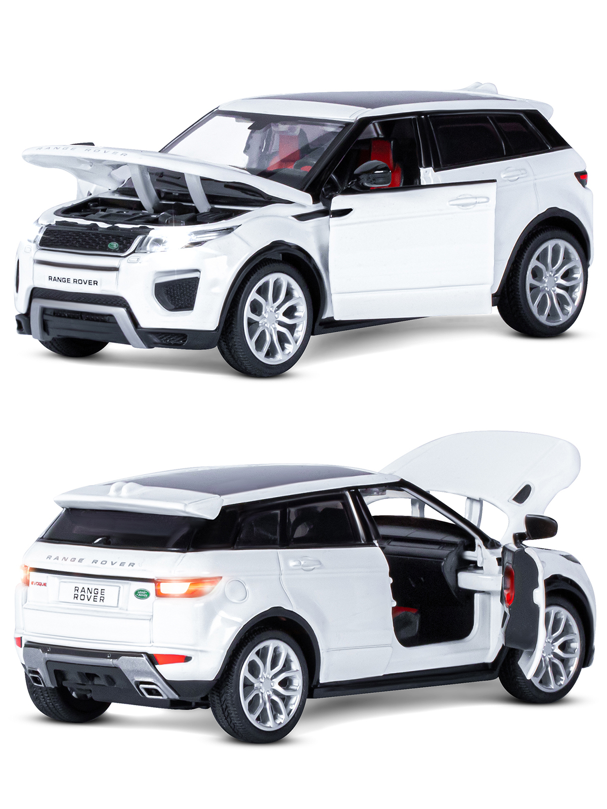 Машинка металлическая АВТОпанорама игрушка детская Range Rover Evoque 1:32 белый JB1251329 - фото 6