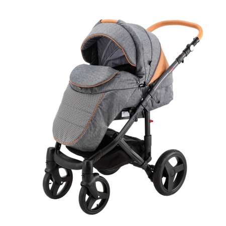 Коляска 3в1 BeBe-mobile Movo C and G A22 Темно-серый+Черно-белые круги+Карамельная кожа