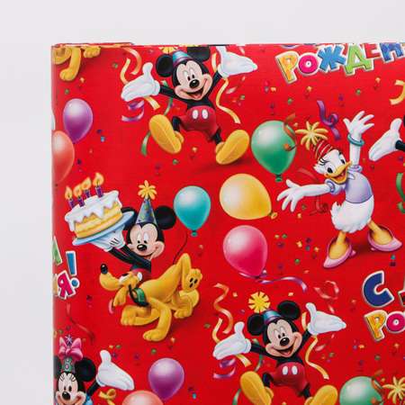 Бумага упаковочная Disney глянцевая С Днем Рождения Микки Маус и друзья 70х100 см Disney