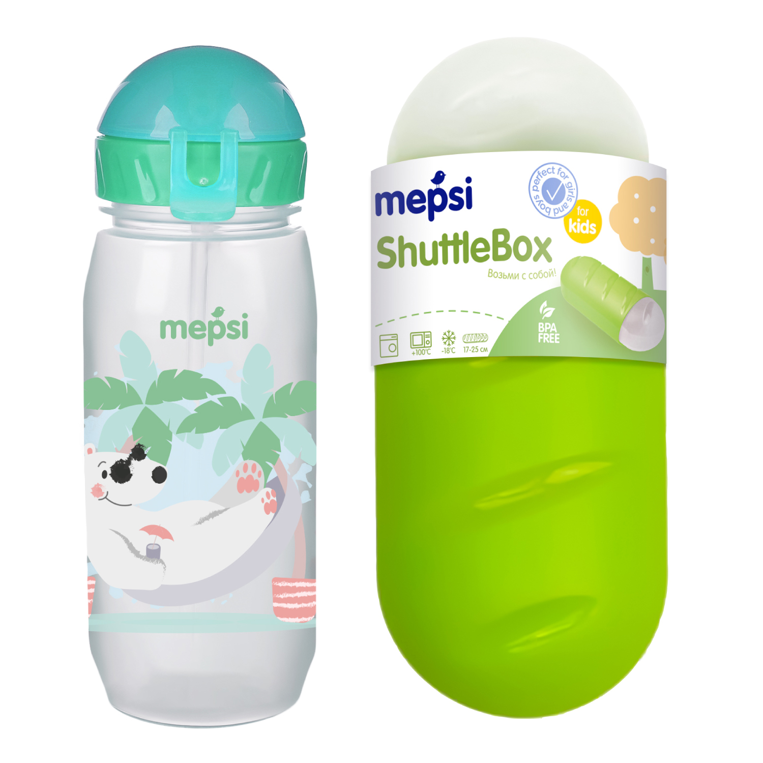 Набор для завтрака Mepsi Shuttle box бутылочка для воды с трубочкой с 3месяцев 0348 - фото 1