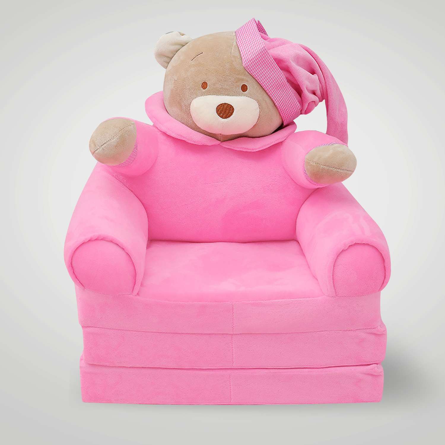 Кресло-трансформер детское Glamuriki Мишка розовый - фото 1