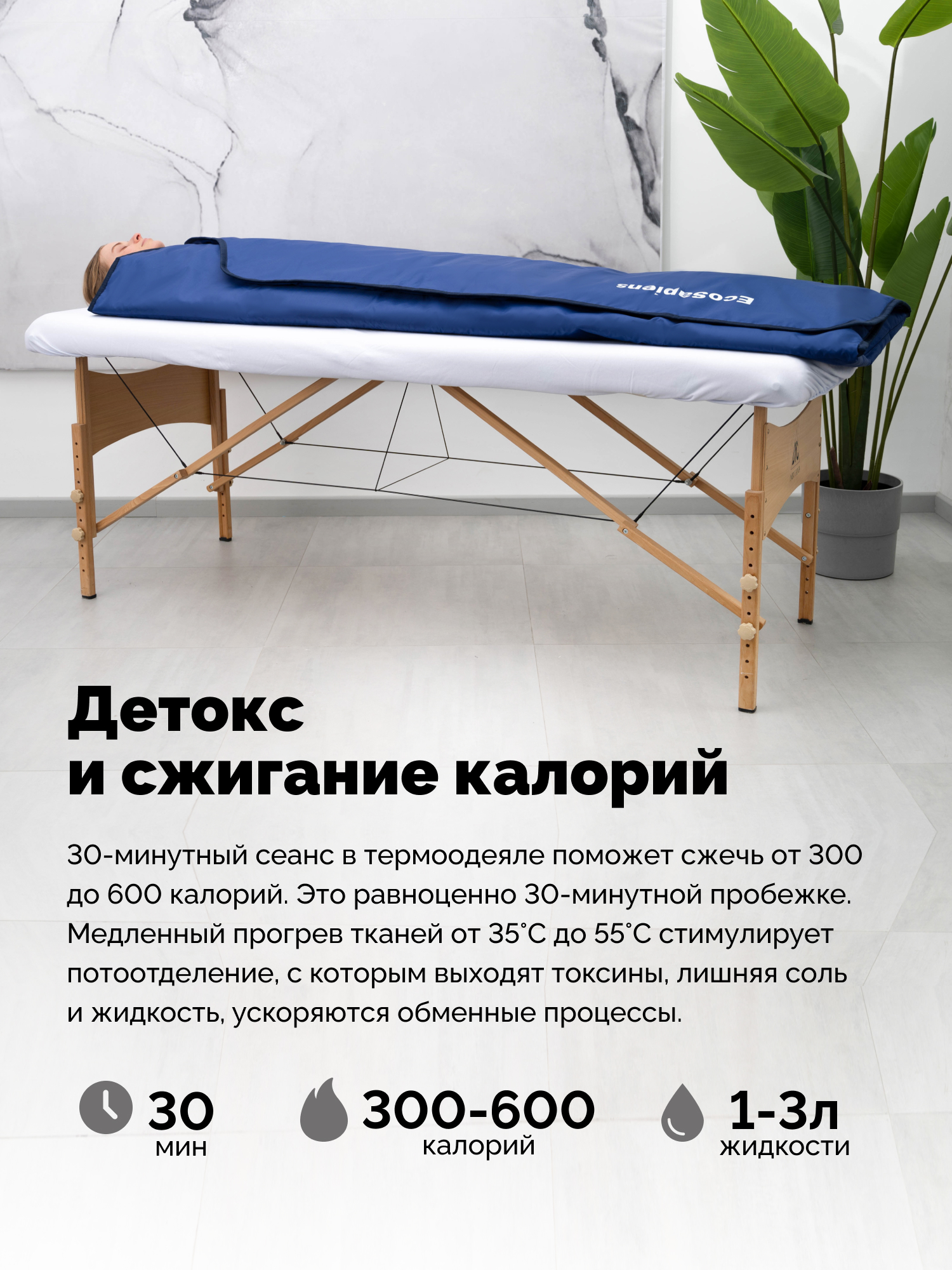 Электроодеяло EcoSapiens для обертывания и инфракрасной сауны Infrasauna  220х180 см купить по цене 8990 ₽ в интернет-магазине Детский мир