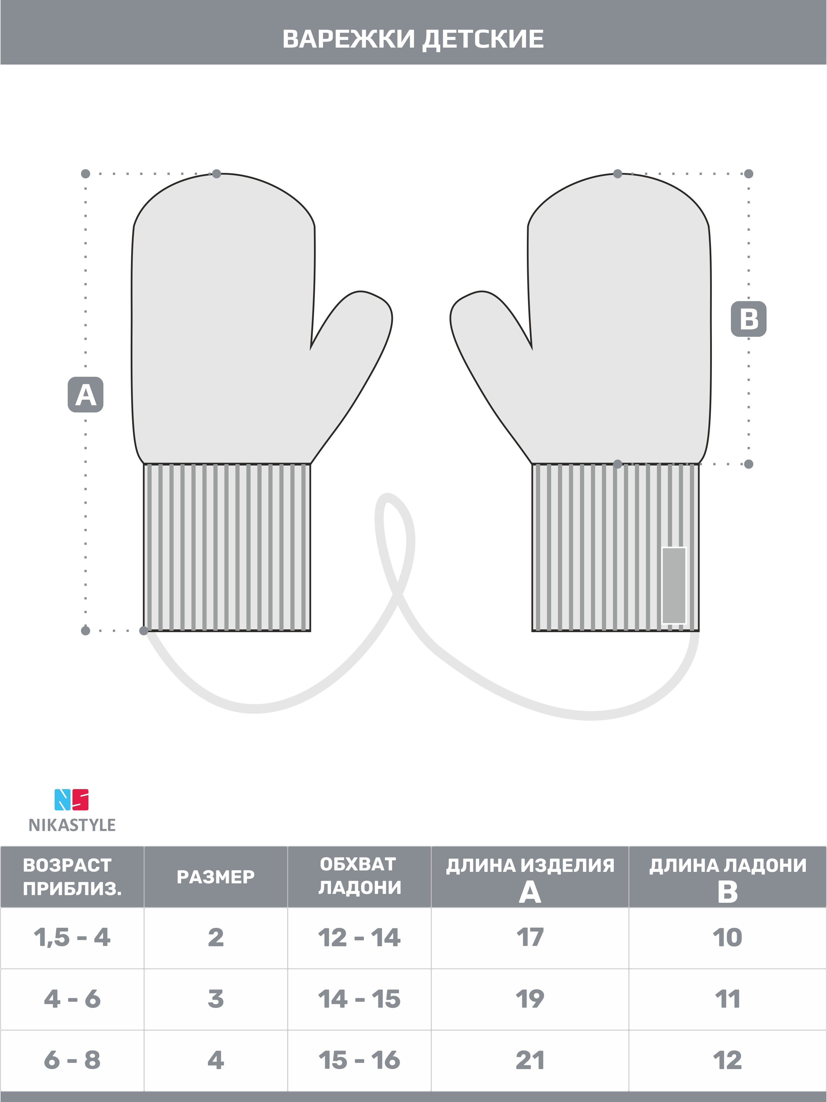 Варежки NIKASTYLE 14з17024 космос/серый - фото 2