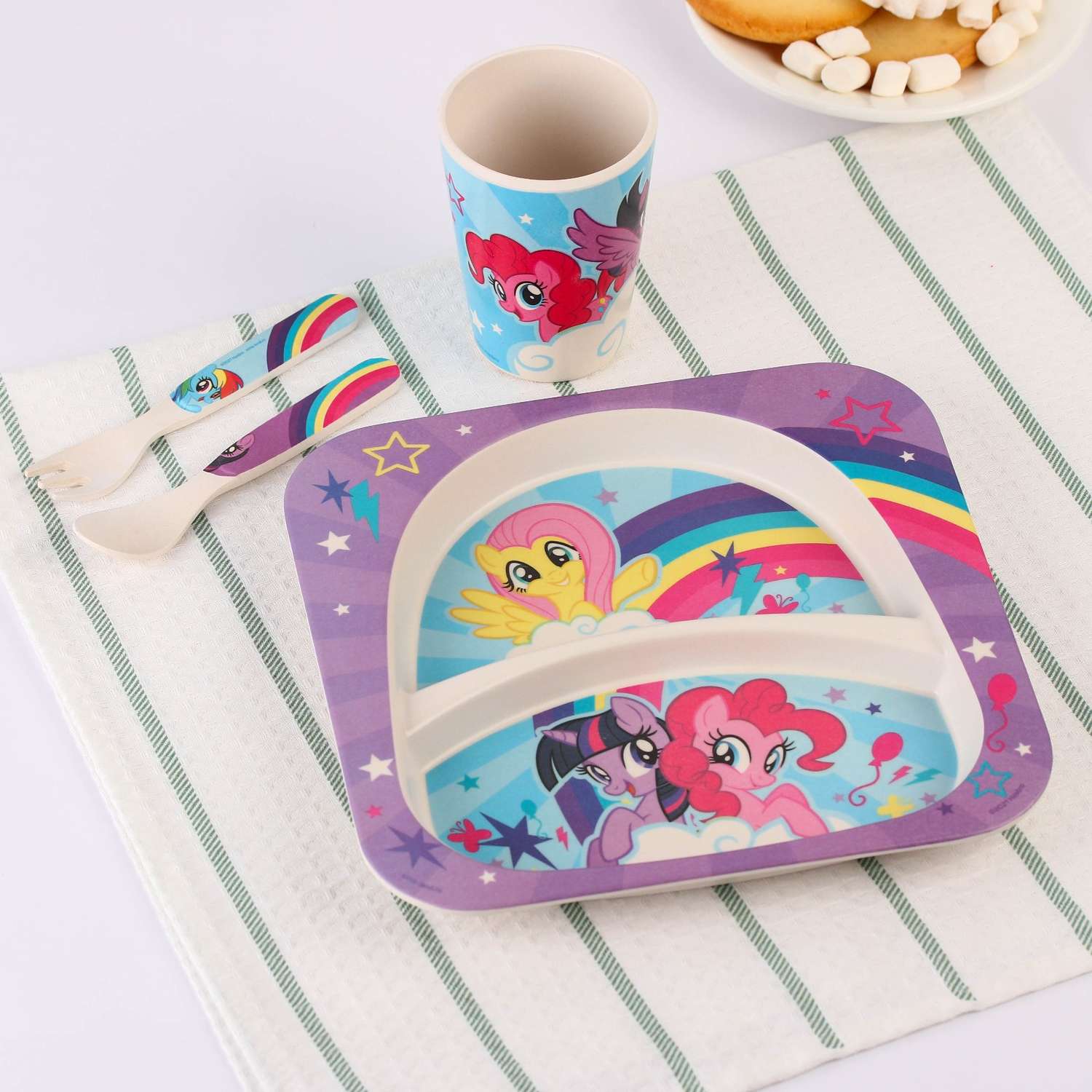 Набор детской посуды Hasbro бамбуковой 4 предмета фиолетовый My Little Pony в пакете - фото 3