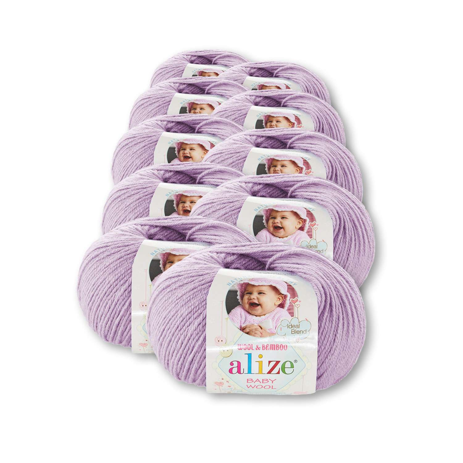 Пряжа для вязания Alize baby wool бамбук шерсть акрил мягкая 50 гр 175 м 146 лиловый 10 мотков - фото 2