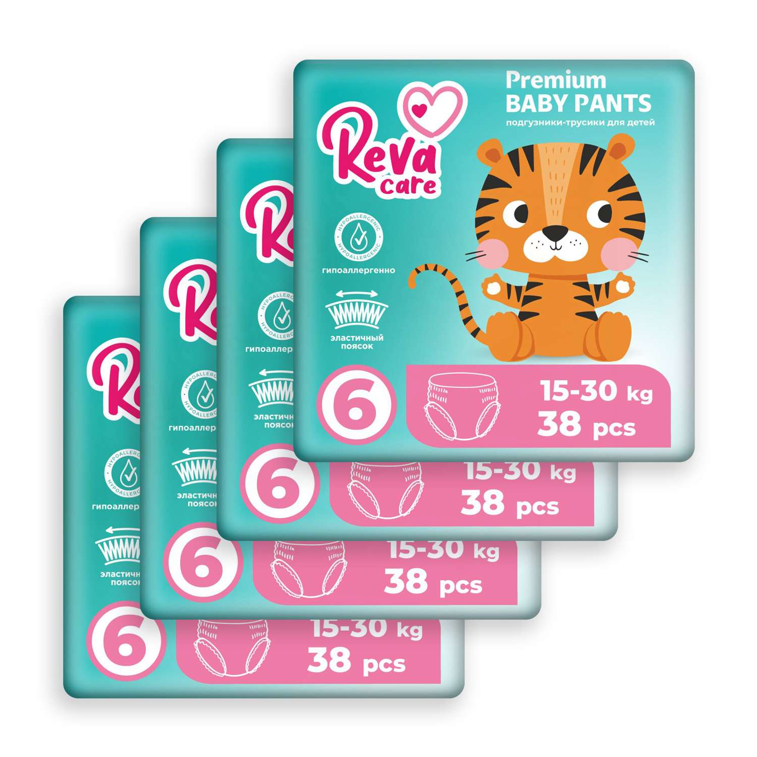 Подгузники-трусики Reva Care Premium XXL 4 упаковки по 38 штук - фото 1