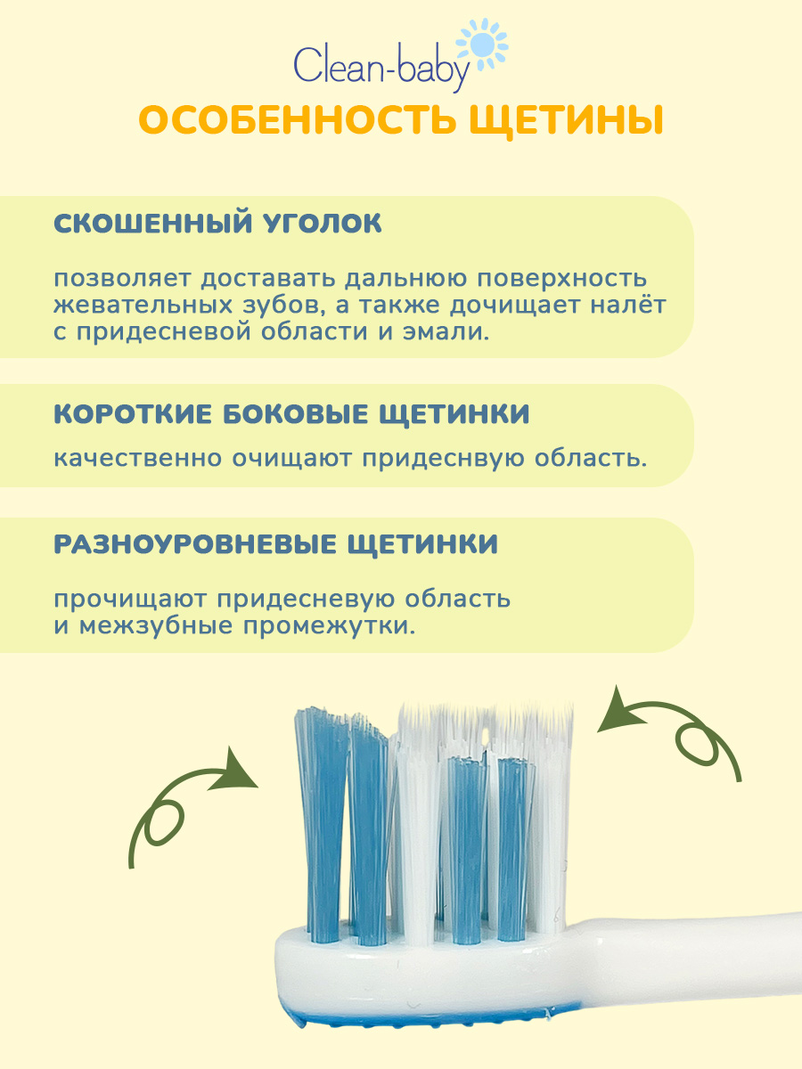 Детская зубная щетка 0-3 лет Clean-baby + в подарок ( паста персик 0-2 гоад 10 мл) - фото 2