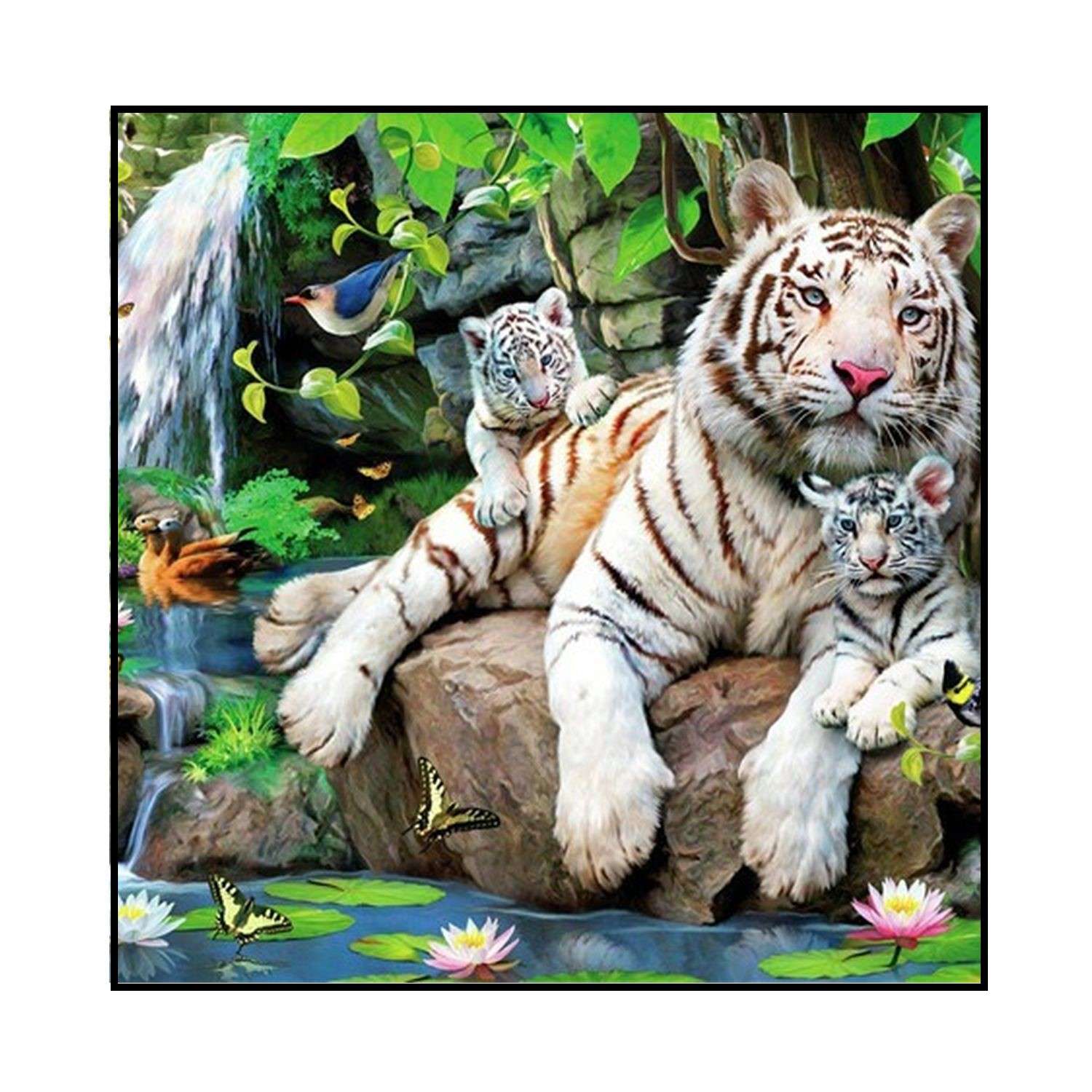 Алмазная мозаика Seichi Тигр с тигрятами 30х30 см - фото 1