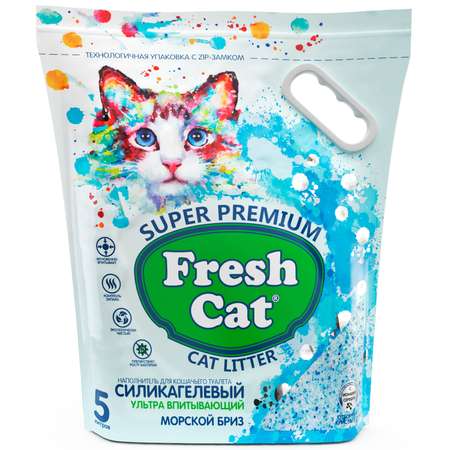 Наполнитель для кошек силикагел Fresh Cat евый Морской бриз 2кг