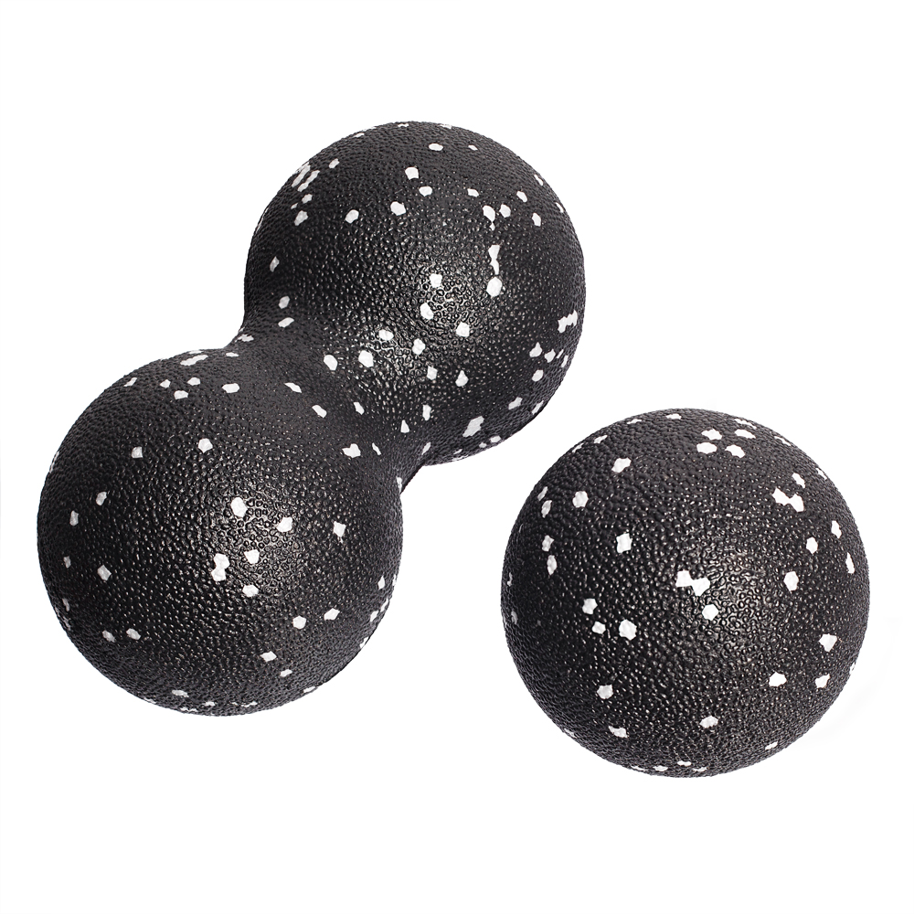 Набор массажных мячей МФР STRONG BODY классический и сдвоенный: 8 см и 8х16 см черно-белый - фото 2