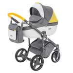 Коляска 3в1 BeBe-mobile Ravenna Sport V105 Темно-серый+Белая кожа+Желтая кожаная отделка