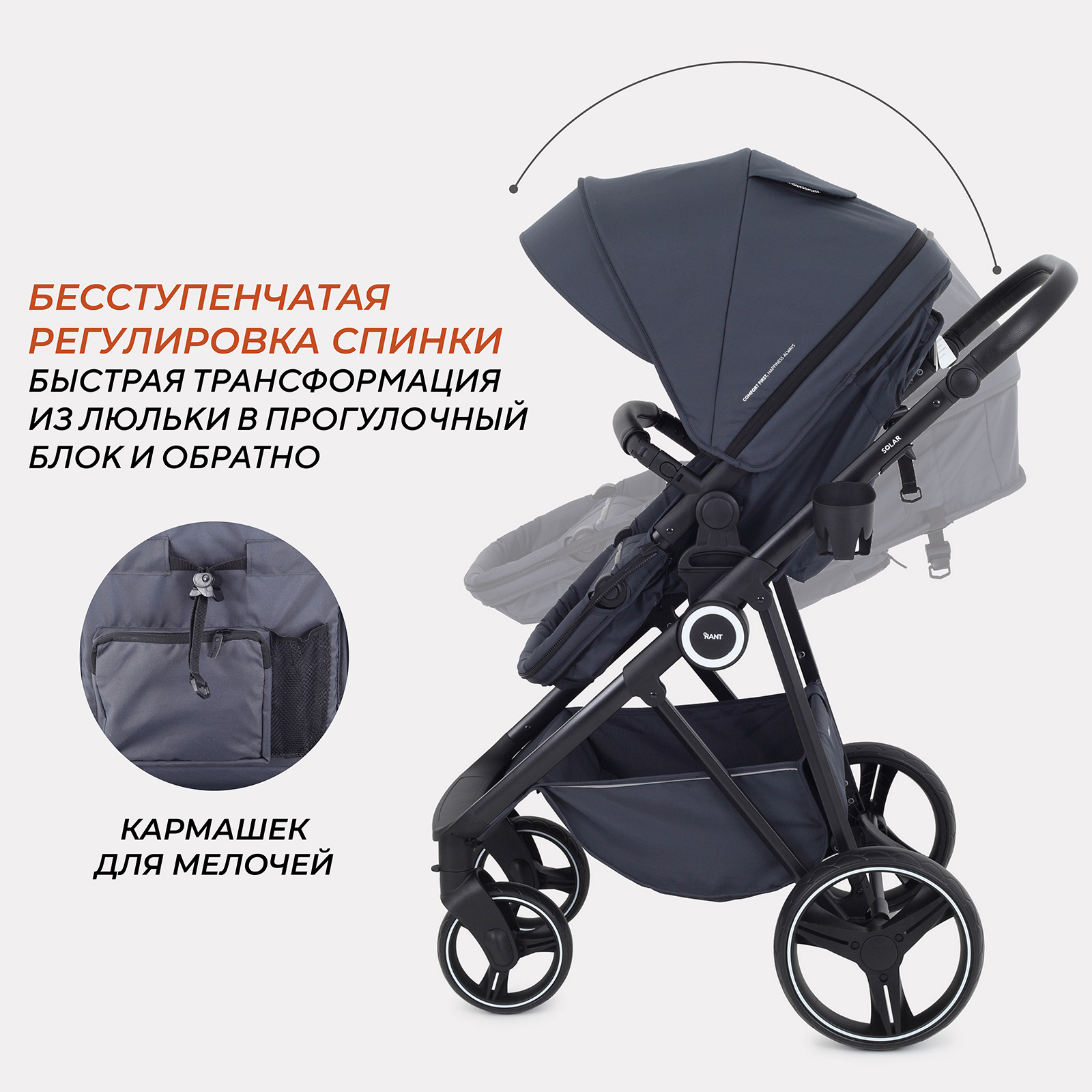 Коляска всесезонная 2в1 Rant Solar RA158 Graphite - фото 4