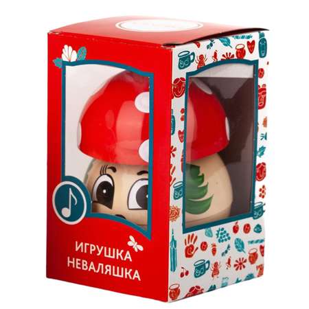 Игрушка Котовские неваляшки для малышей музыкальная качалка со звуком Грибочек 13 см