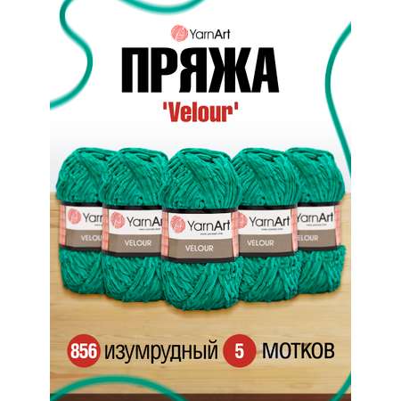 Пряжа для вязания YarnArt Velour 100 г 170 м микрополиэстер мягкая велюровая 5 мотков 856 изумрудный