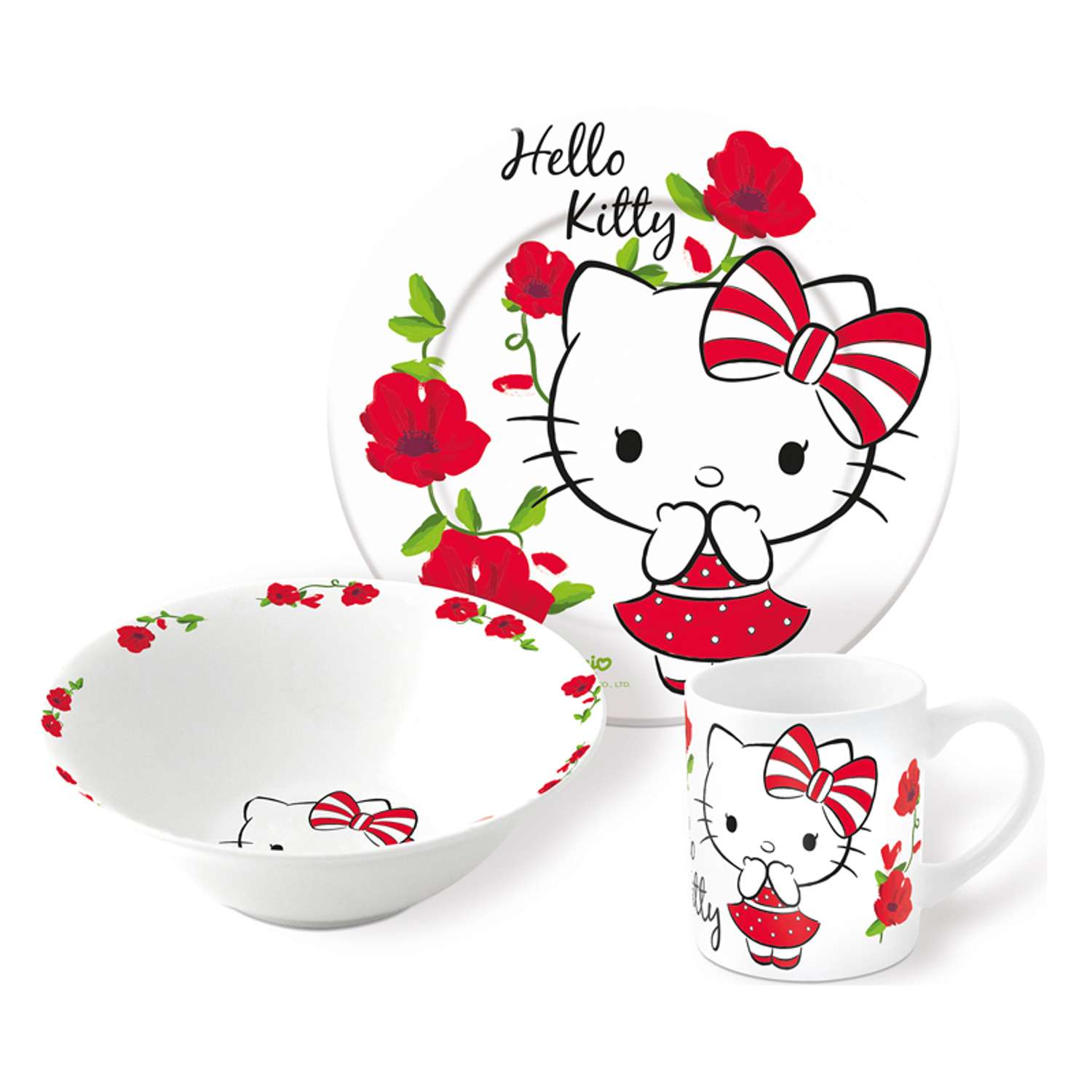 Набор керамической посуды STOR в подарочной упаковке Snack Set Hello Kitty Poema (3 шт.) - фото 1