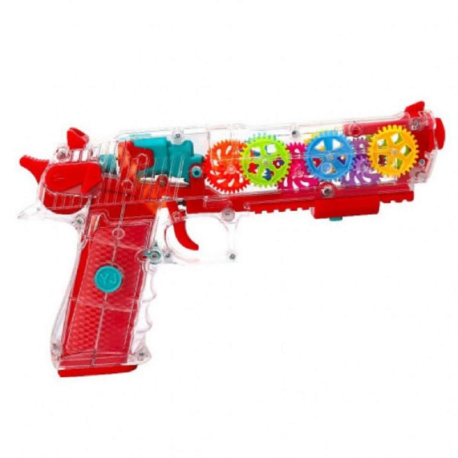Прозрачный пистолет SHANTOU красный со световыми и звуковыми эффектами - фото 1