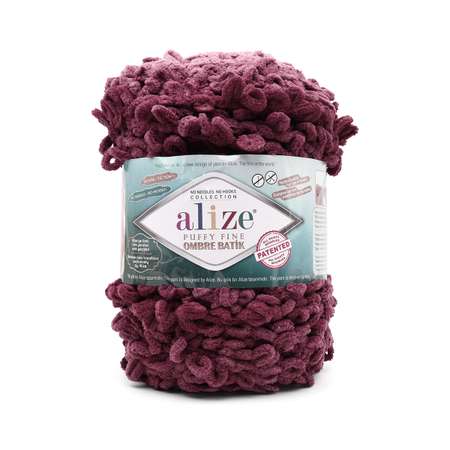 Пряжа для вязания Alize puffy fine ombre batik 500 гр 73 м микрополиэстер мягкая 7276 секционный 1 моток