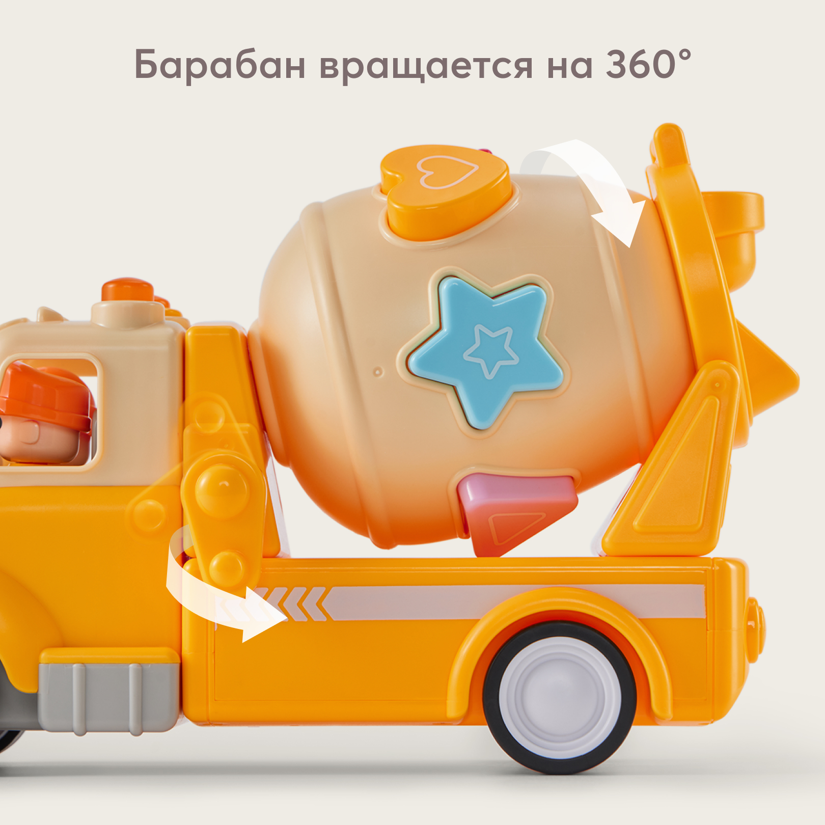 Бетономешалка Happy Baby без механизмов желтый 331942 - фото 3