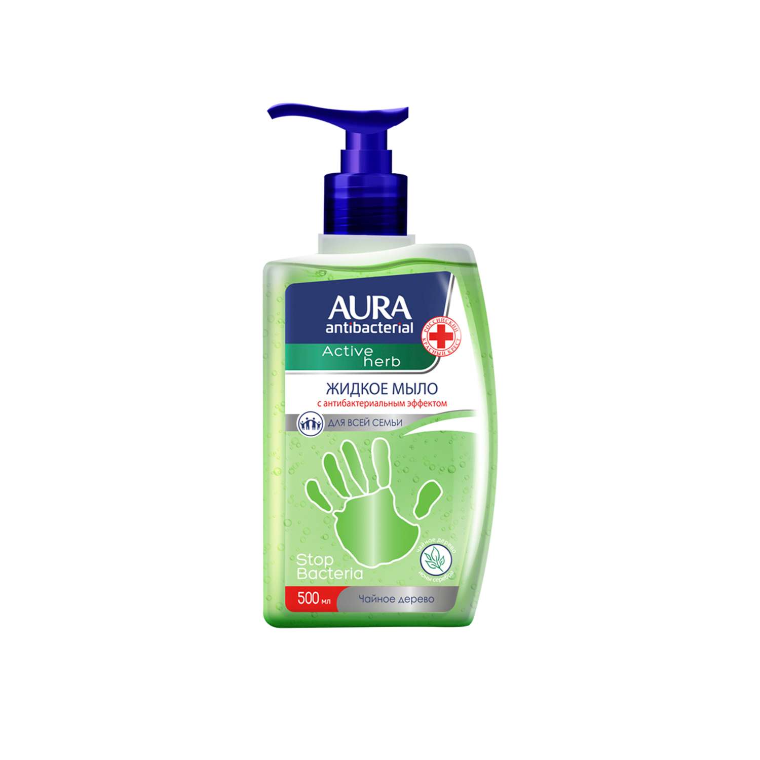 Жидкое мыло AURA Active Herb Чайное дерево с антибактериальным эффектом 500 мл - фото 1