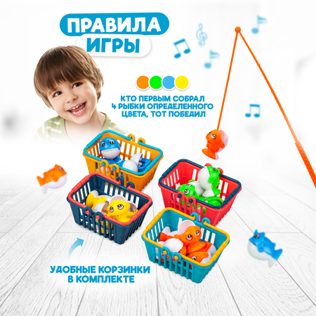 Игра-рыбалка Solmax Парк аттракционов с вращающимся столом коралловый