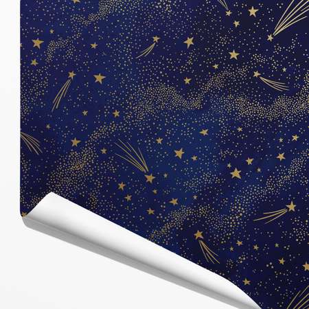 Бумага упаковочная Красота в Деталях Звезды на темно-синем фоне