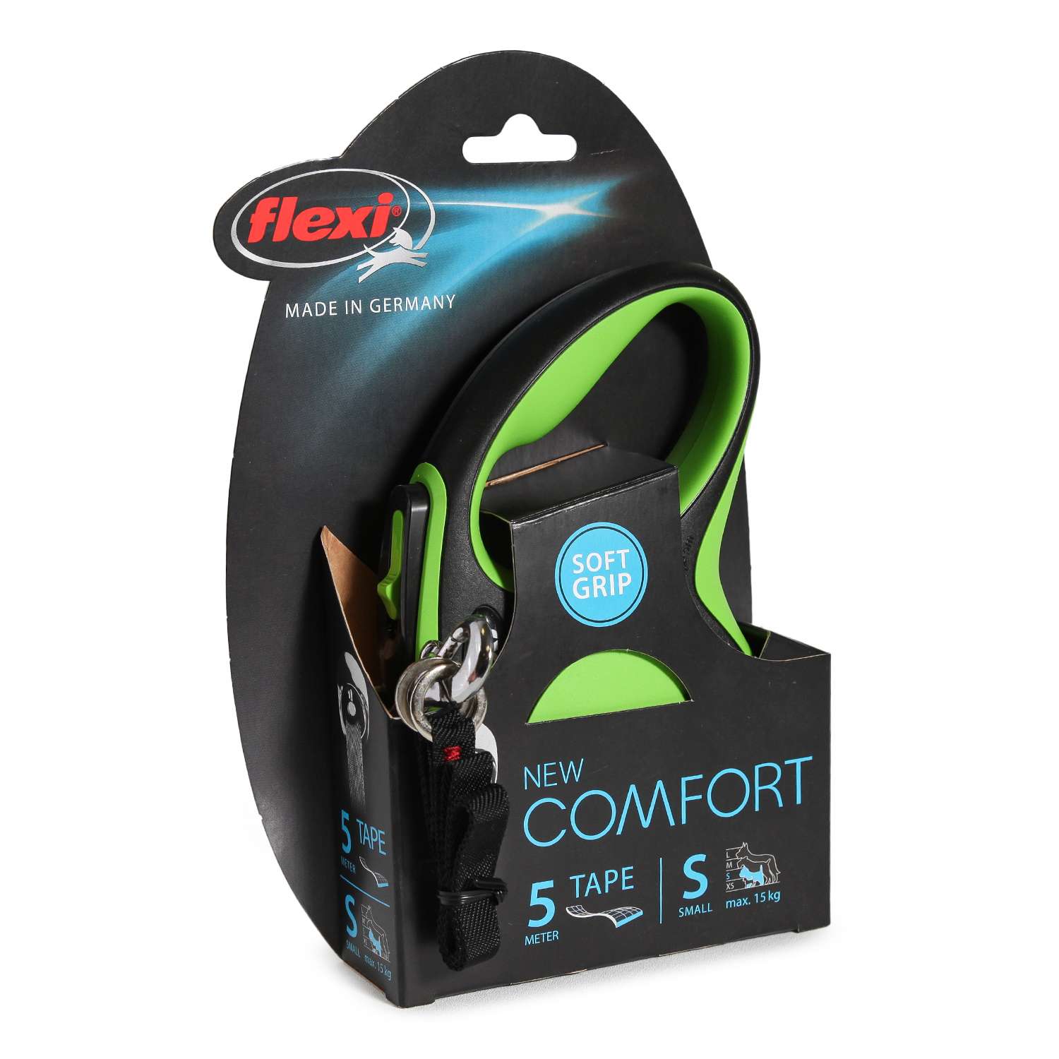 Рулетка Flexi New Comfort S лента 5м до 15кг Черный-Зеленый - фото 3