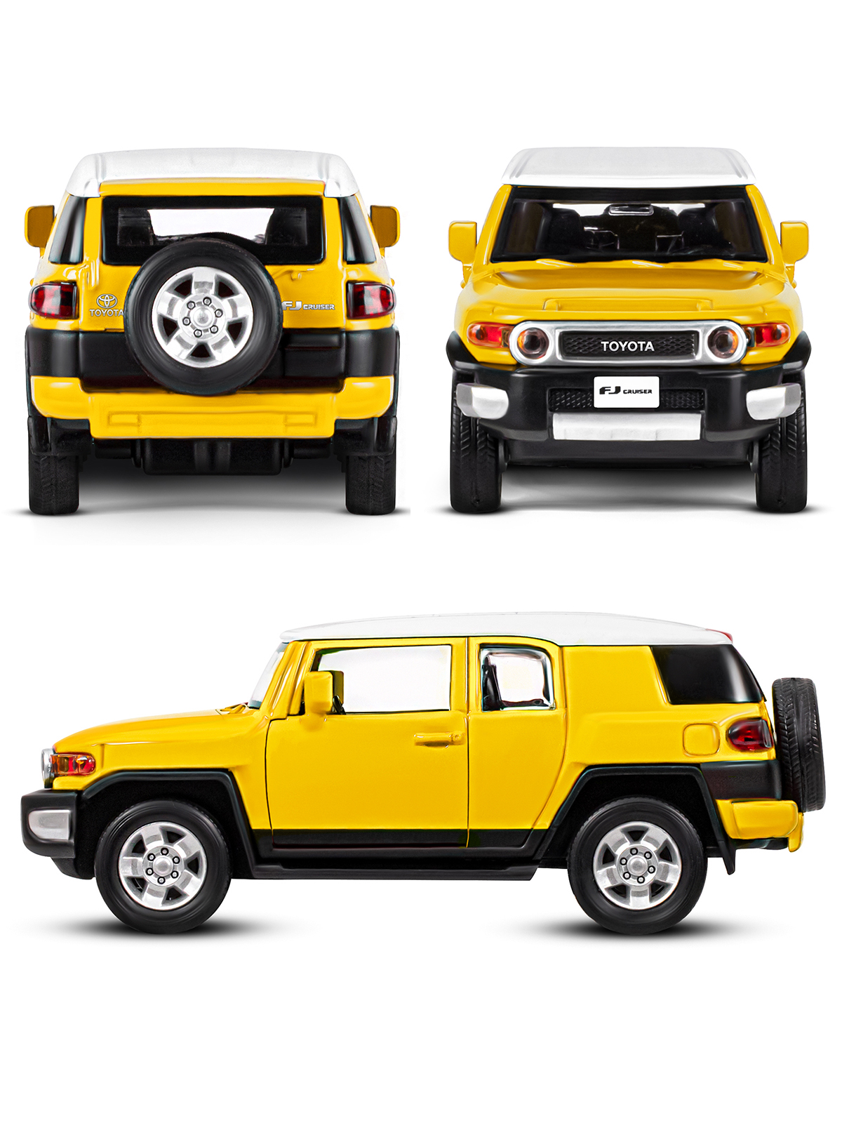 Машинка металлическая АВТОпанорама 1:32 Toyota FJ Cruiser желтый инерционная JB1251389 - фото 5