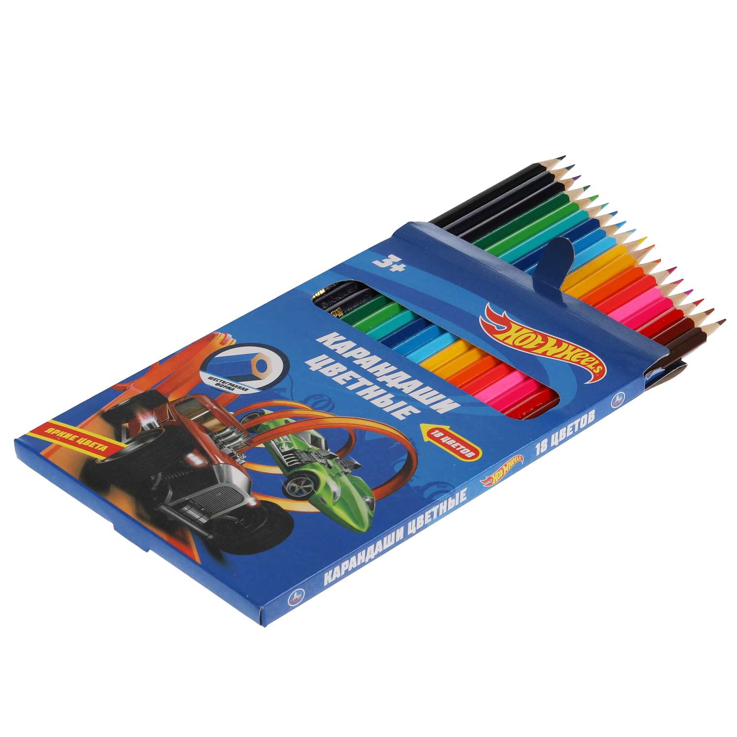 Цветные карандаши Умка Hot Wheels 18 цветов шестигранные 313752 - фото 6