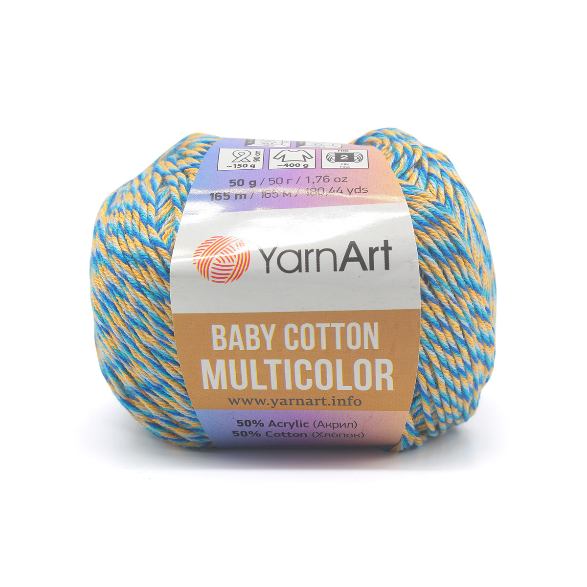 Пряжа для вязания YarnArt Baby cotton multicolor 50 гр 165 м хлопок акрил детская 10 мотков цвет 5211 - фото 4