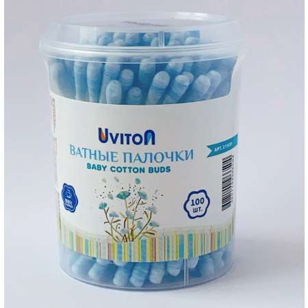 Ватные палочки Uviton для макияжа и для новорожденных 100шт. синие